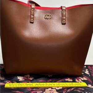 Minicci Brown and Red Tote Bag
